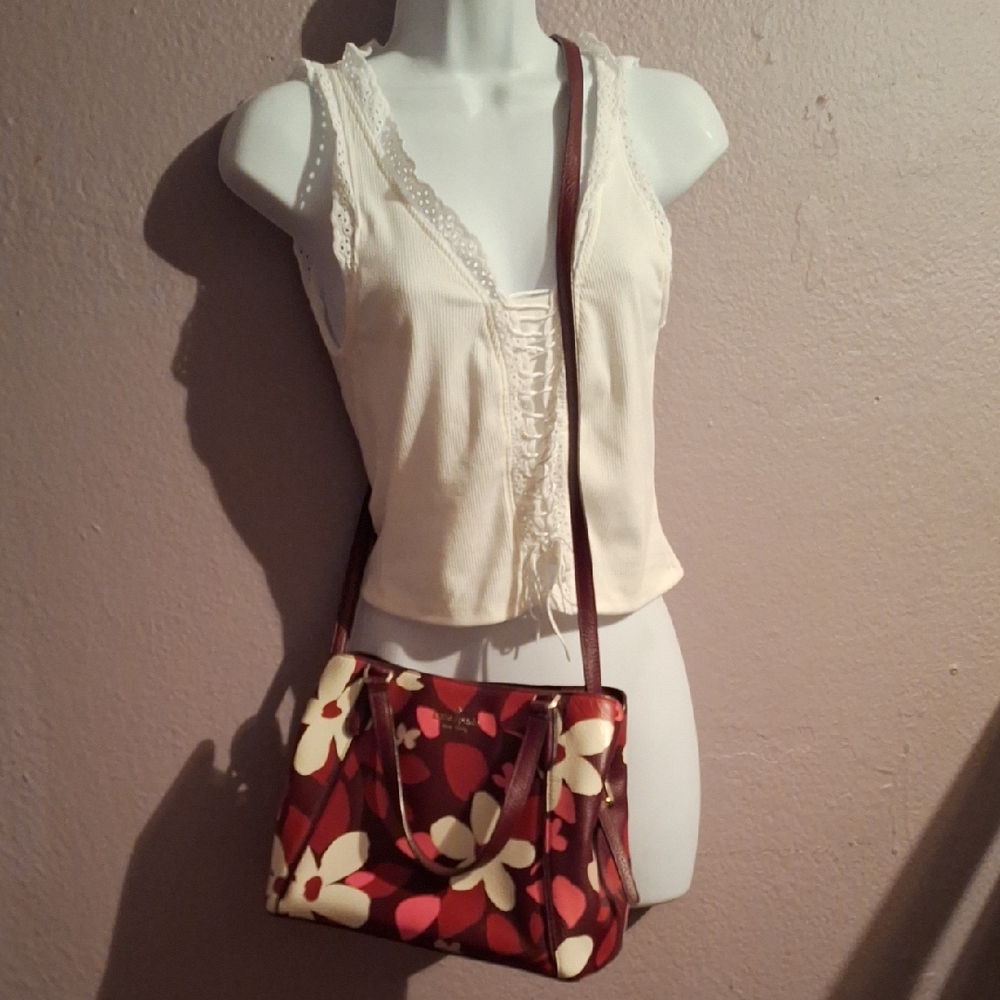 Kate Spade Red and Cream Floral Crossbody Bag
